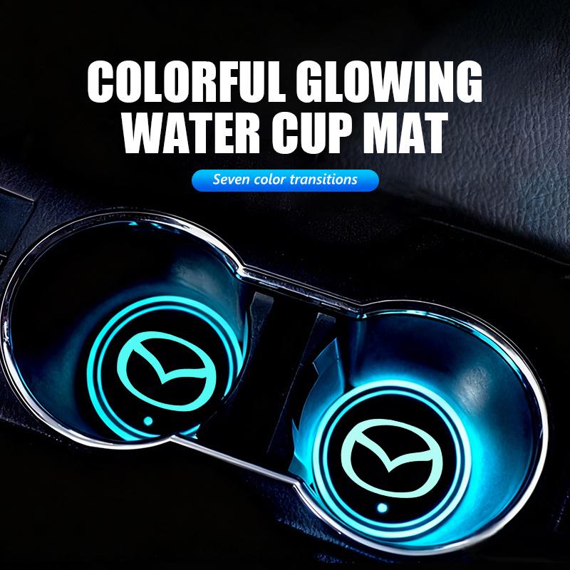 For Mazda Colorful Car Coaster LED Water Cup Pad Luminous Light Mat 3 6 CX5 2 CX3 CX9 MX5 RX8 Axela Demio Atenza MS