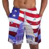 Lichte Ademende Sportshorts voor Mannen met Onafhankelijkheidsdag Print Elastische Taille Casual Losse Pasvorm Sportshorts