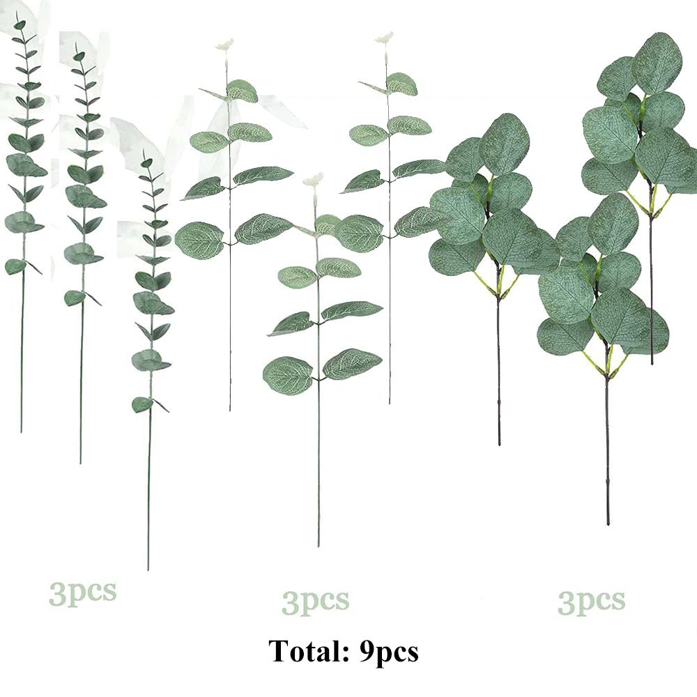30/60/120Pcs Artificial Eucalyptus Leaves Stems Bulk 3 Kinds Mixed Silver Dollar Eucalyptus Bouquets Floral Wedding Home Decor