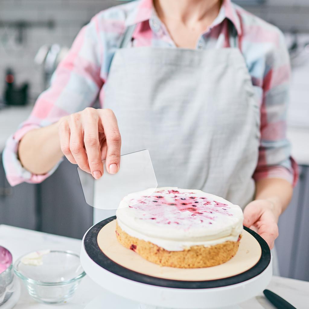7 Pieces Clear Acrylic Cake Scraper Smoother Icing Scraper Cake Icing Comb Stripe Contour Comb Cake Cutter For Decorating