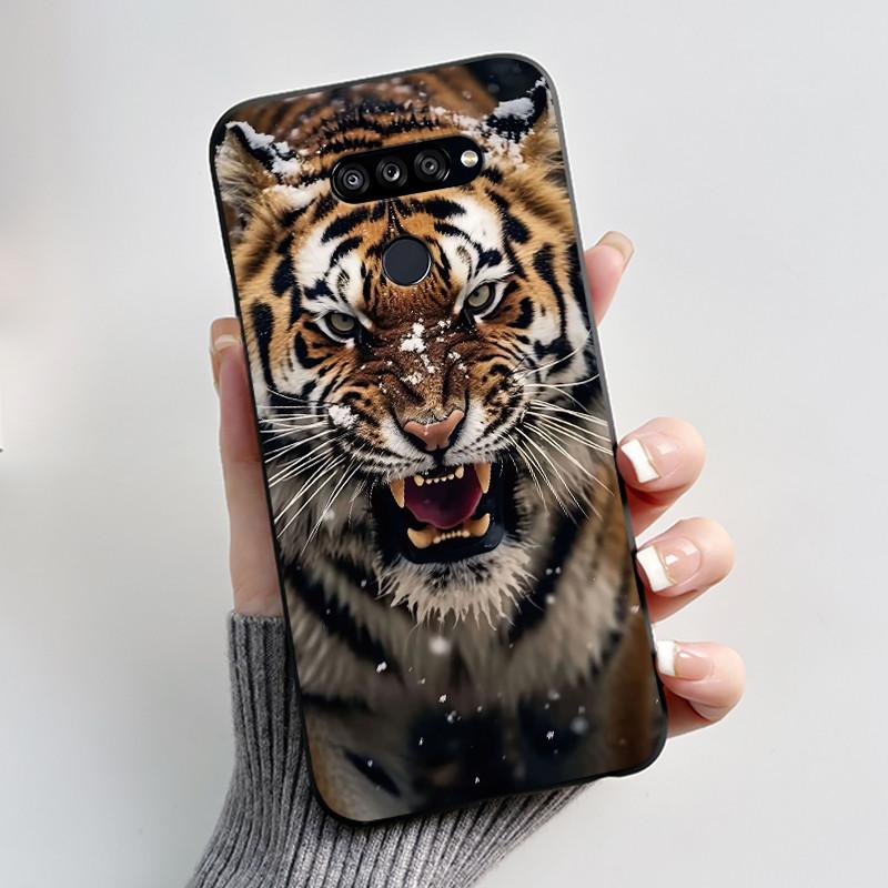 Soft Shockproof Phone Case For LG K50S Bumper Silicone Black Case New Design Viral Pattern Koi Shell Cute Colorful Cover