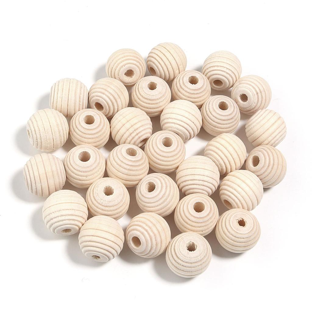 20-50pcs/lot 13 16 20mm Natural Round Wooden Beads Bulk Spiral Loose Ball Wood Beads For DIY Jewelry Making Findings Accessories