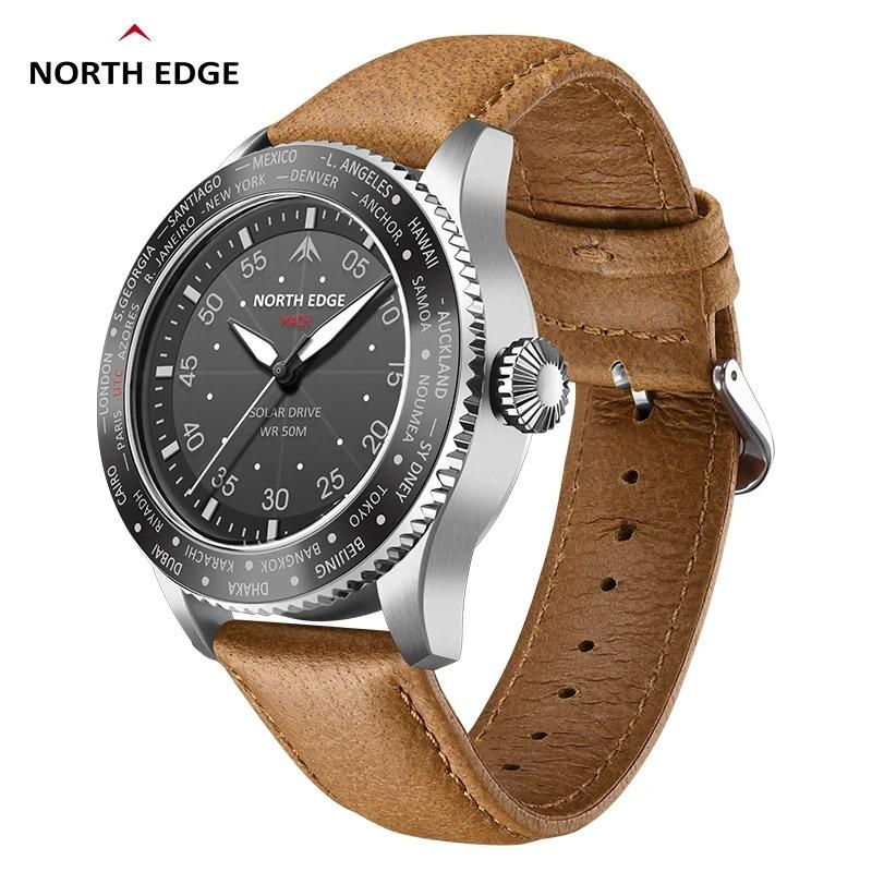 NORTH EDGE MACH Solar Power Quartz Watch Men Waterproof 50M Men's Pilot Sports Wristwatches Luminous Enviormentally Clock