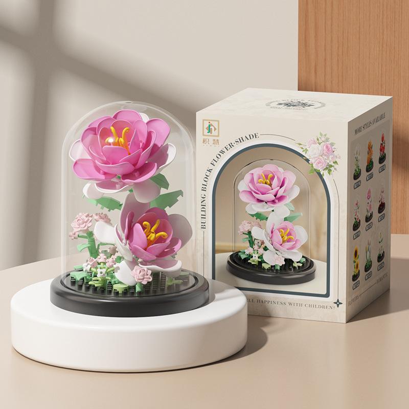 Plastic Plant Bonsai Building Blocks with Dust Cover Desktop Ornaments  Home Decoration