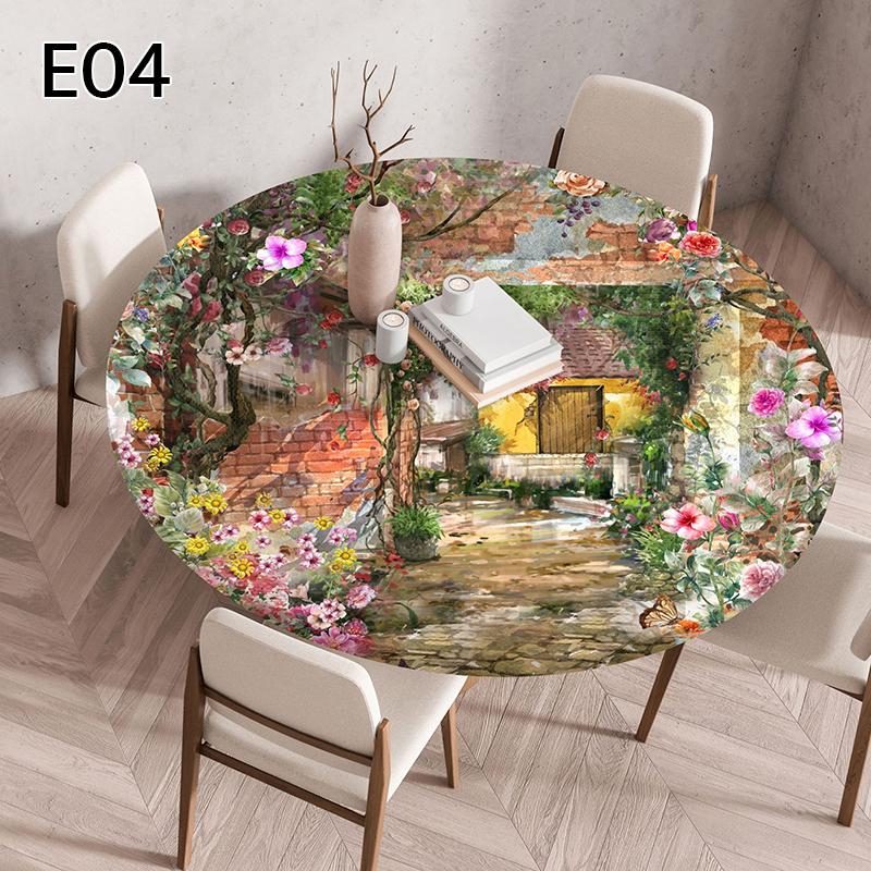 

Painting Style Watercolor Flower Printed Tablecloth Dustproof Elastic Fitted Coffee Tea Table Cloth Party Dining Table Cover (as the picture,60cm)