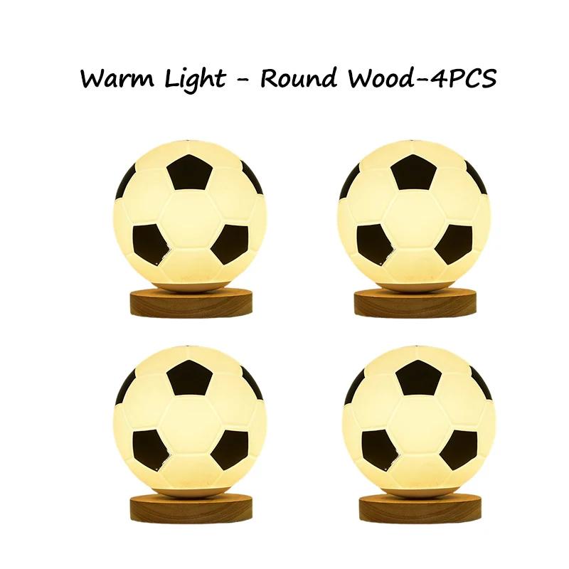 LED-fotbollsnattlampa massivt trä glas litet bordsljus Fjärrkontroll Dimning vid sängkanten sovrum Studiedekoration nattlampa