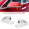 For Tesla Model S 2014 2015 2016 2017- Exterior Rearview Wing Door Side Mirror Lower Bottom Base Cover Lid Cap Shell Chrome