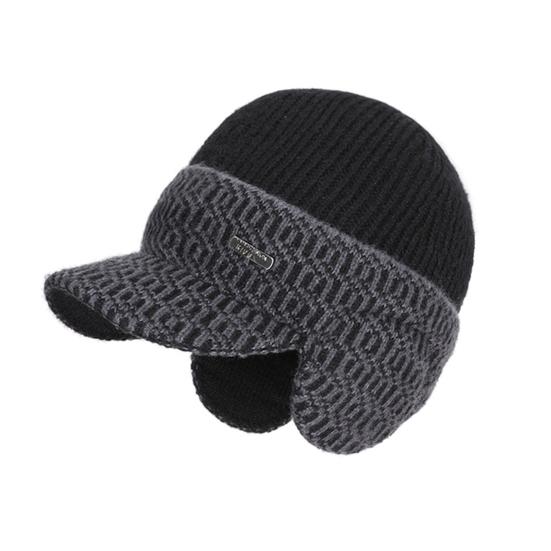 Riding Hat Soft Plush Inner Wide Brim Ear-Protecting Knitting Baseball