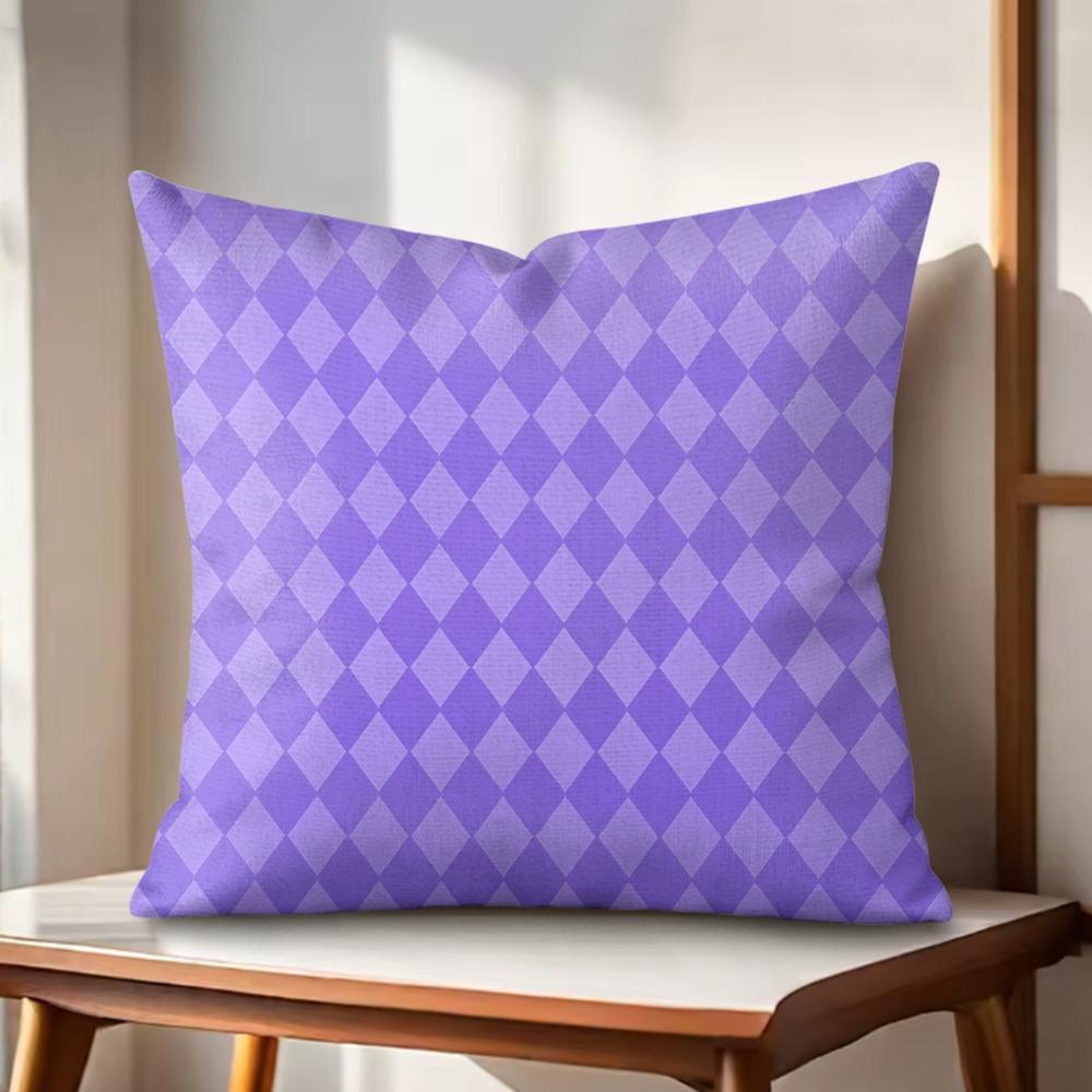 purple diamond pattern Cushion Cover Natural Linen Organic Fabric DoubleSided Printing Couch Pillow Covers Home Decor Gift