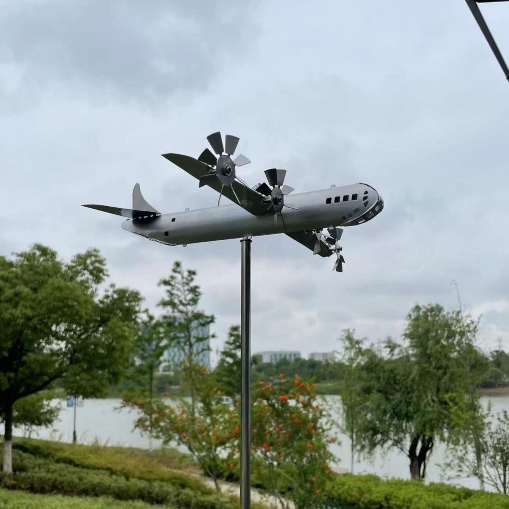 Festning Fly Vindmølle Metallhåndverk Hage Gårdsplass Ornament 3d Dekorasjon Vindklokke