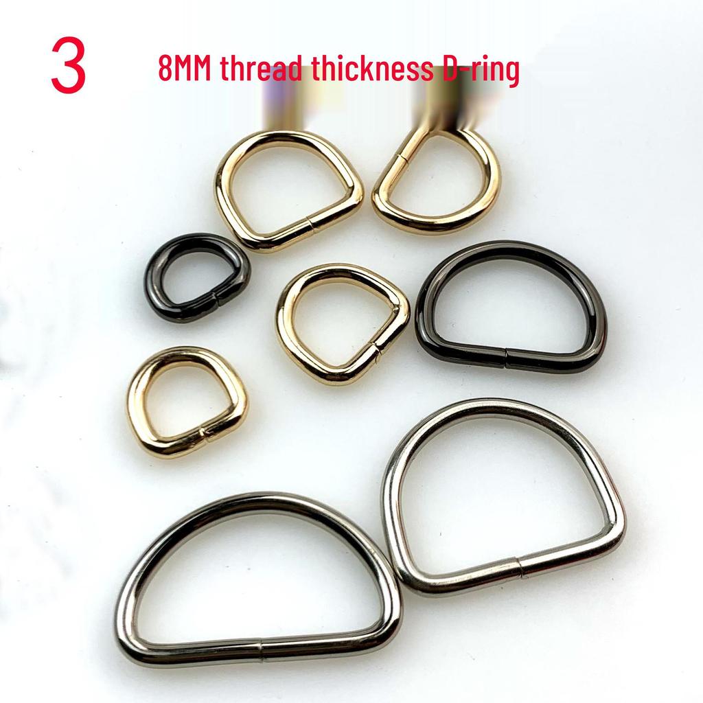 3.8mm Thick D-Ring Buckle Hardware for Bag Straps and Side Hooks