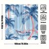1pc Vintage Nautical Sailboat & Palm Tree Shower Curtain - Tropical Coastal Design with Blue Sky, Fluffy Clouds & Calm Waters,