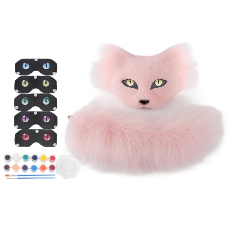 Flexible Mask With Plush Tail DIY Crafting Supply Costume Accessory For Costume And Creative Dressing Up Event