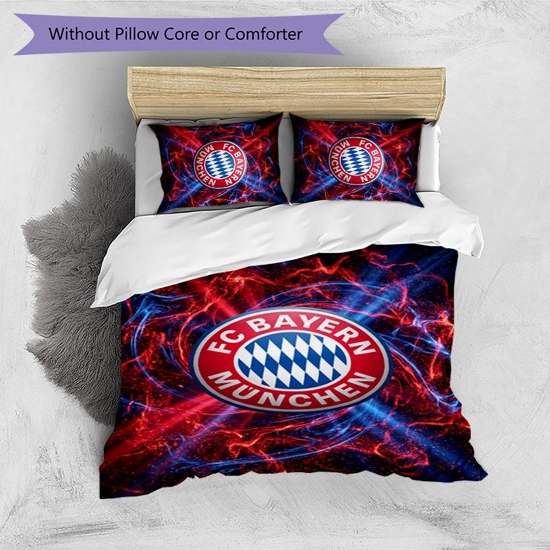 Set Biancheria da Letto 3 Pezzi Stampato Bayern Monaco Traspirante Copripiumino con Federe Biancheria da Letto Decorativa per Camera da Letto Casa