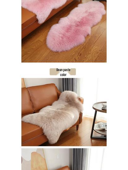 Australian Sheepskin Leather Pattern Wool Sofa Cushion, Carpet, or Bedside Rug – Spliceable into One Sheepskin Piece