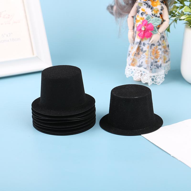 10 stk 1:12 dukkehus Miniatyr Simulering Black Flocked Hat Model Gjør-det-selv-tilbehør