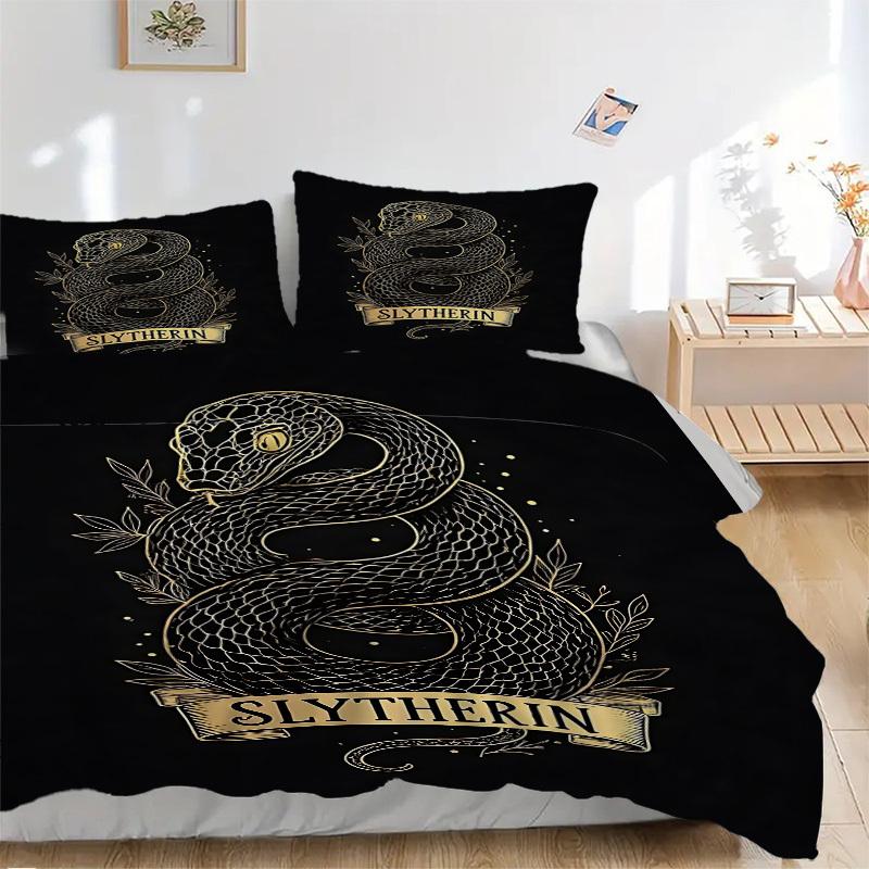 

3pcs Slytherin Snake Decor Bedding Set. Soft and Comfortable with No Core Included (1x Duvet Cover + 2x Pillow Covers) yy251009201 135x200cm