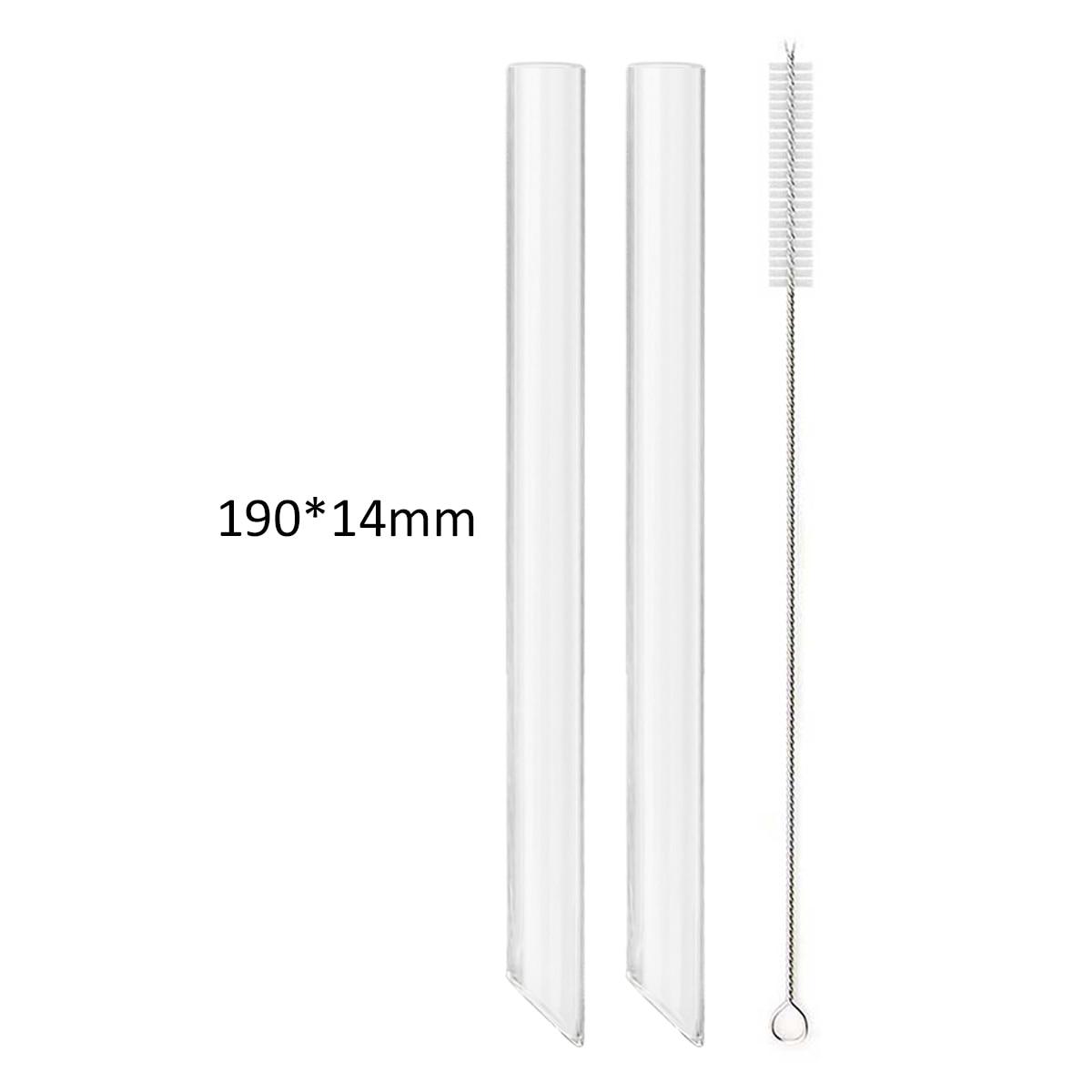 

8/12/14 мм, острая стеклянная соломинка, высокоборосиликатный многоразовый набор соломинок для питья, пузырьковый чай, молоко, смузи, коктейли, аксессуары для бара 14mm 2Pcs sharp прозрачный
