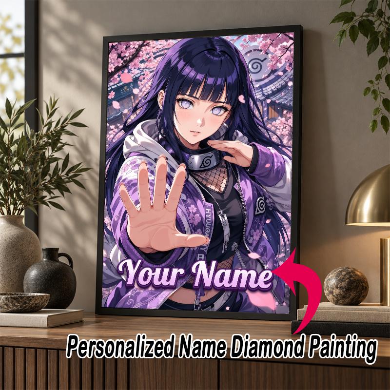 Personalized Hinata Hyuga Diamond Art Custom Name 5D Diamond Painting Full Drill DIY Craft
