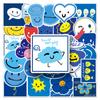 50 Blue Smiley Face Doodle Personality Cartoon Cute Guka Decorative Mobile Phone Case Suitcase Sticker Waterproof