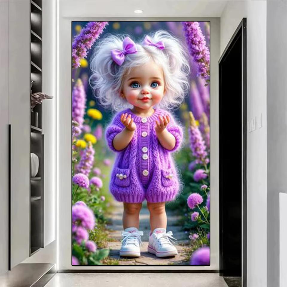 New 2025 Cross Embroidery Girl and Animal Cat 5D DIY Diamond Mosaic Rhinestone Embroidery Kit Home Wall Decoration Gift