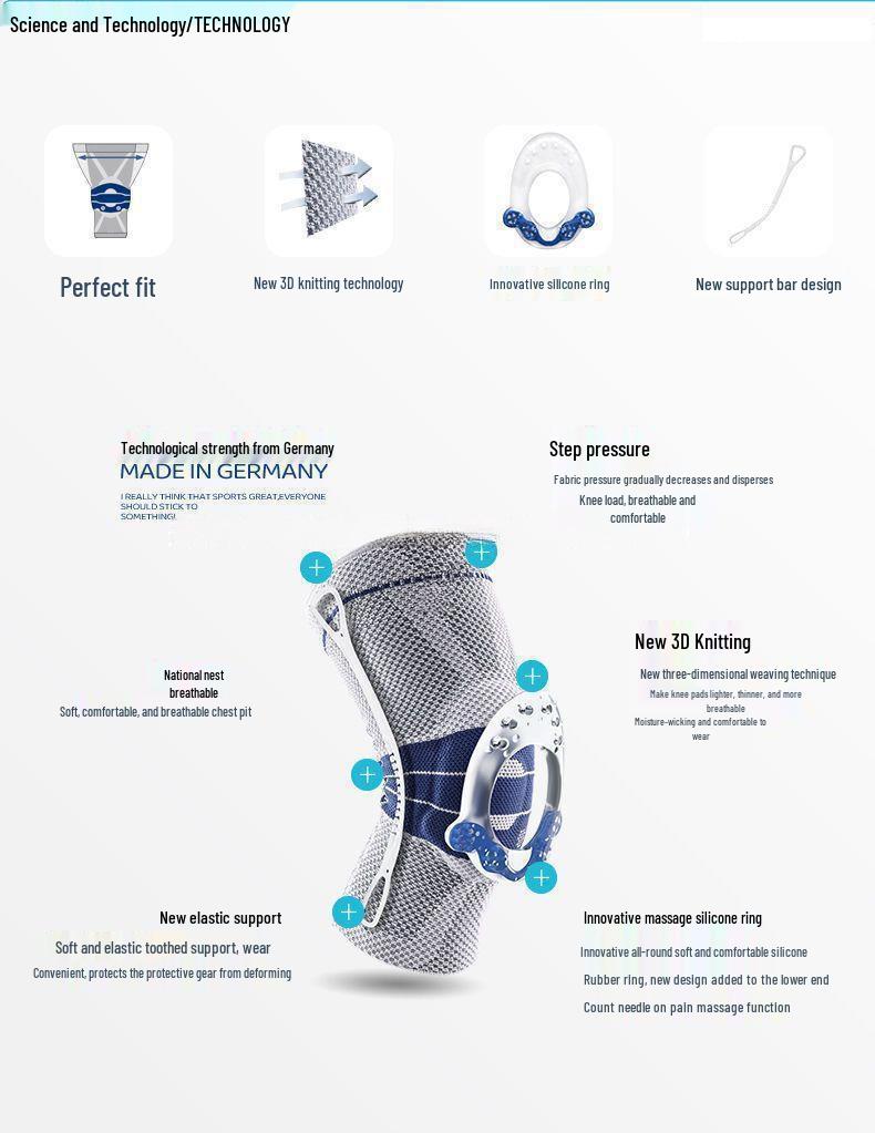 Bauerfeind Non-Slip Knee Support for Basketball, Running, and Meniscus Protection - 3D Design