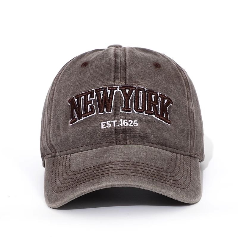 New York Tvättad Bomull Basebollkeps Hattar För Kvinnor Män Retro Bokstavsbroderi Snapback Kepsar Solskydd Hip Hop Pappahatt Keps