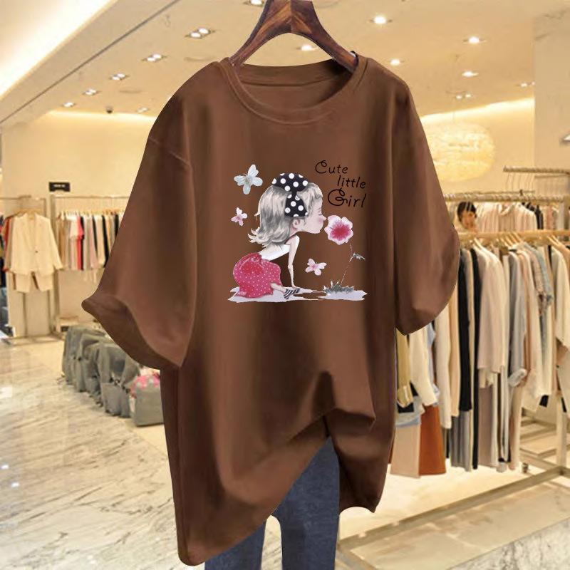 

100kg extra large size women s fat MM short-sleeved top, plus 100kg Korean version summer loose fat woman t-shirt XXXL