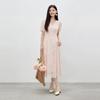 Elegant Jacquard V-Neck Puff Sleeve Midi Dress