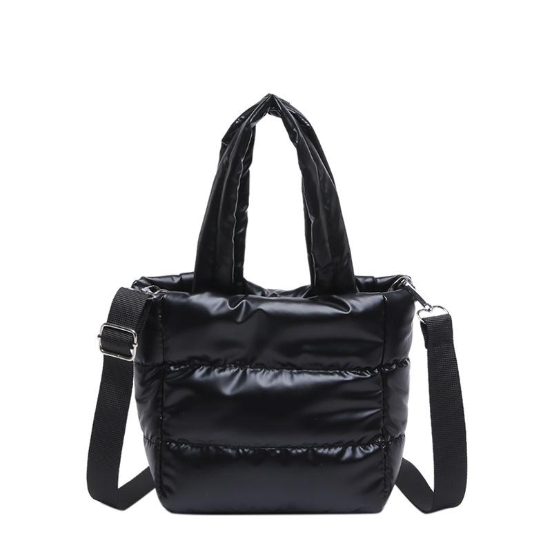 Simple Quilted Crossbody Shoulder Bag for Women, Lightweight Cotton Handbag, Casual Stitched Bucket Bag for Daily Wear CLE