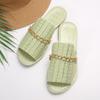 Oversized Flat Slippers with Crocodile Pattern Chain Casual Shoes for Women