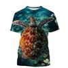 Men's Clothing 3D Print Funny Sea Tortoise T Shirts Casual Harajuku Outdoor Trend Round Neck Tee