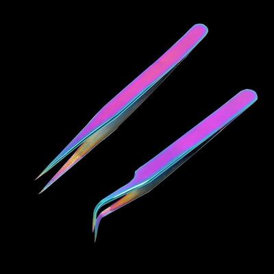 Curved Straight  Stainless Steel Eye Lashes Tweezer False Eyelashes Extension Tools Clip Applicator