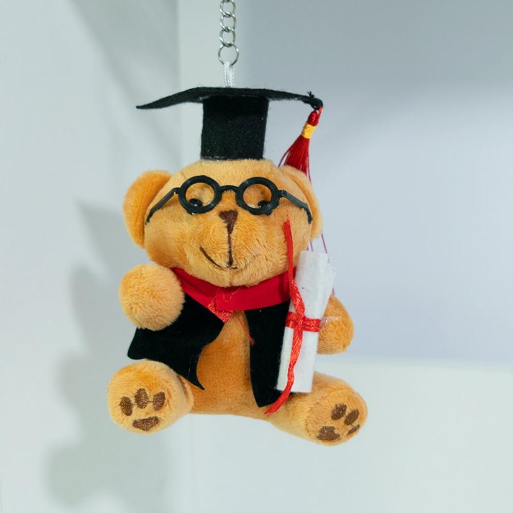 12cm Glasses Bear Doctor Bear Plush Toy Cartoon Bag Hanging Pendants Graduation Gift  Graduation
