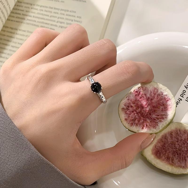 925 Silver Round Crystal Irregular Adjustable Rings For Women Vintage Jewelry Jewellery Moneys 925