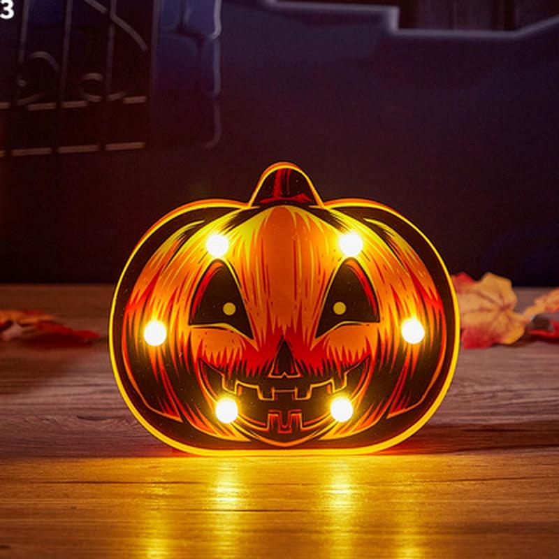 Hororová halloweenská dýňová dekorace, duch, netopýr, pavouk, LED noční světlo, sváteční bar, domácí párty dekorace, rekvizity, halloweenské ozdoby