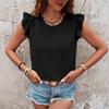 Women's Summer Solid Color Vest Solid Color Round Neck Pullover Ruffle Top