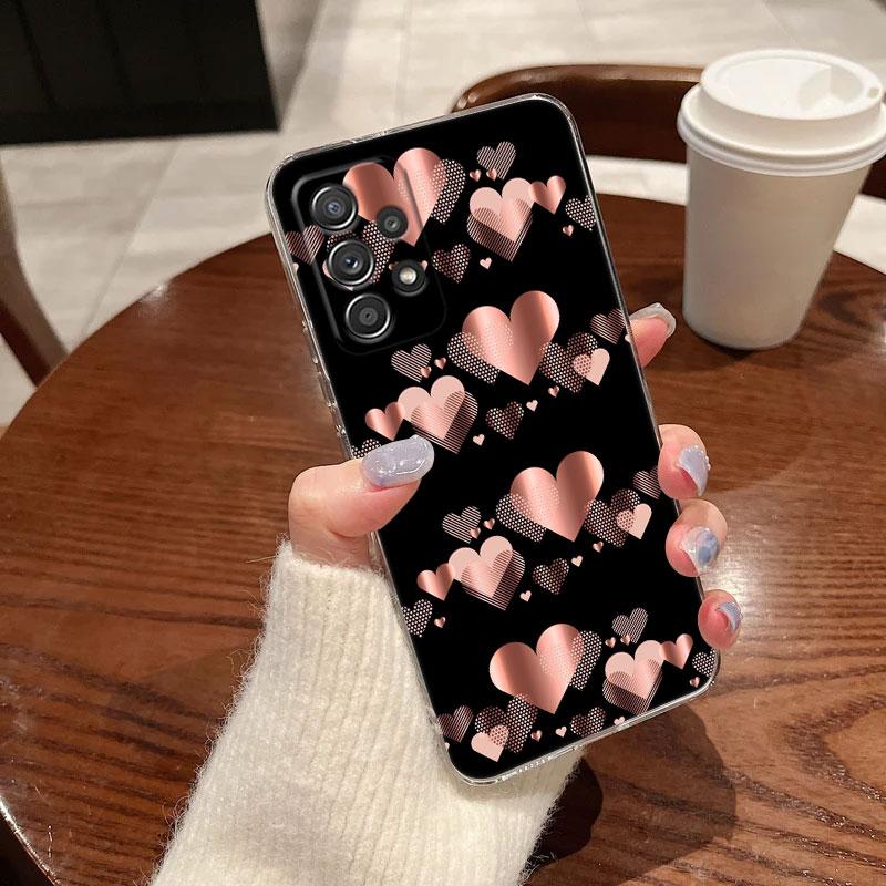 Glitter Hearts Love Grass Leaf Phone Case For Samsung Galaxy A56 A57 A37 A55 A54 A36 A35 A26 A25 A16 A17 A07 A52 A34 A53 Cover