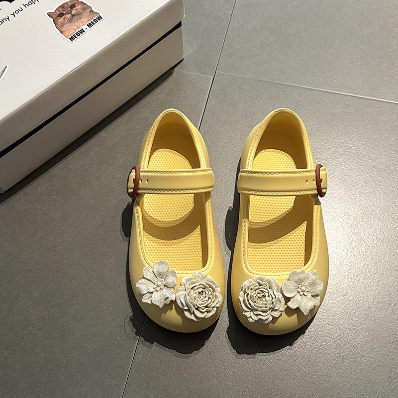 Versatile Design Camellia Single Shoes Women's Summer Fashion Simple Flower Beach Cool Slippers Shallow Mouth Mary Jane Shoes