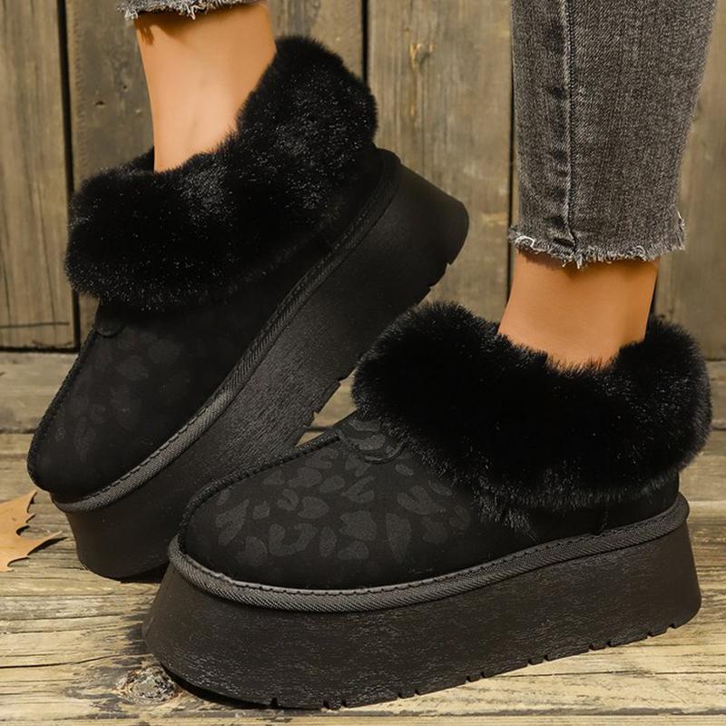 Fashion Classic Black Platform Snow Boots for Women Comfortable Faux Fur Warm Snow Boots Woman Short Plush Soft Sole Botas Lady
