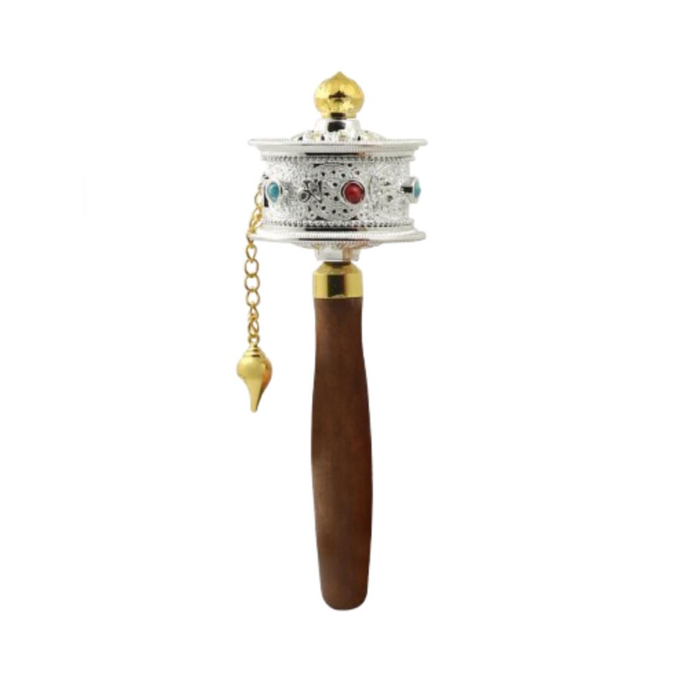 Hand Cranking Tibetan Prayer Wheel Colourful Religious Ornament  Home Decoration