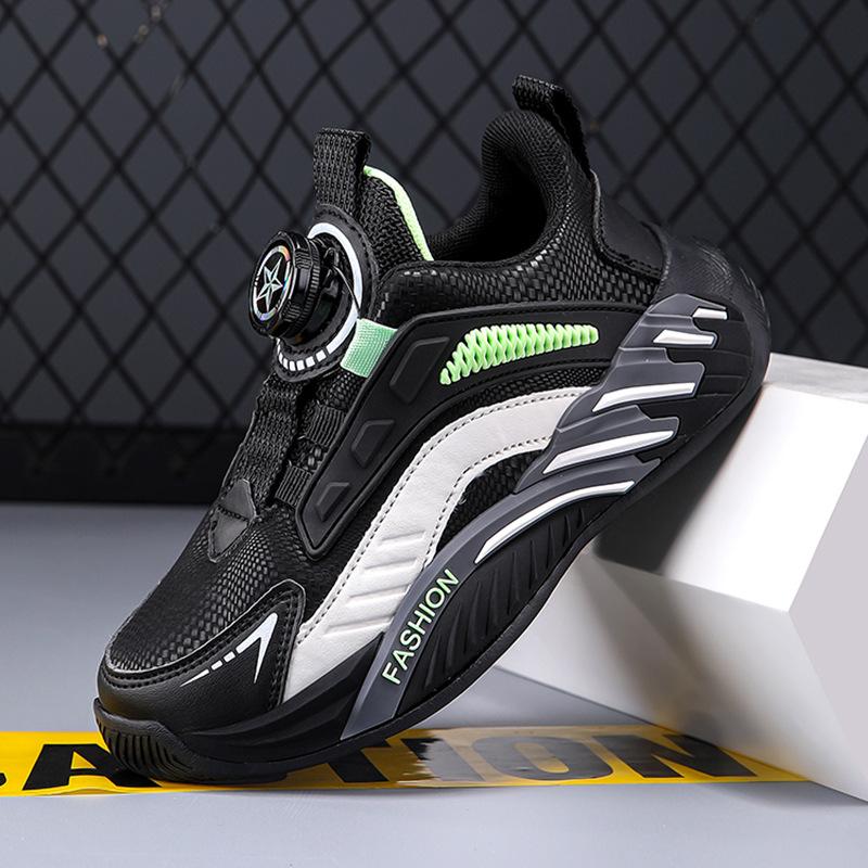 

Breathable shoes Boys and children rotate buttons New high-top shoes 2025 mesh spring and autumn sports shoes Primary school students 40