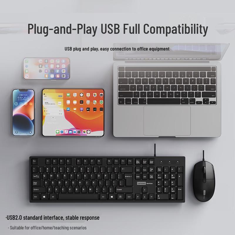Lenovo KM280 Wired Full-Size Keyboard and Mouse Combo