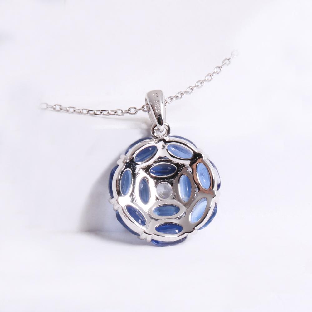 Light Luxury Real Gemstone Natural Blue Kyanite Pendant Necklace 925 Silver Fine Jewelry Elegant and Noble Gift for Women