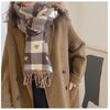 Love plaid double-sided thickened warm imitation cashmere scarf women's autumn and winter office air conditioner shawl scarf