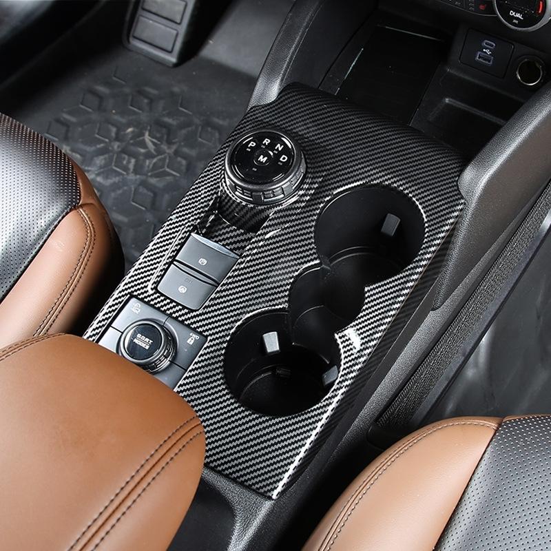 For Ford Bronco sport   ABS black center control gear shift panle front water cup holder cover interior accessories