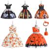 Silky And High Quality Halloween Costume Dress With Pumpkin Bag For Children