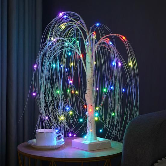Indoor LED Tree Light with Remote Control Soft Glow Realistic Looking USB/Battery Operated RGB Tree Light Bedside Lamp Decor