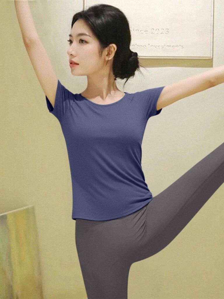 Women's Yoga Set: 2026 Slimming Short Sleeve Pilates Top