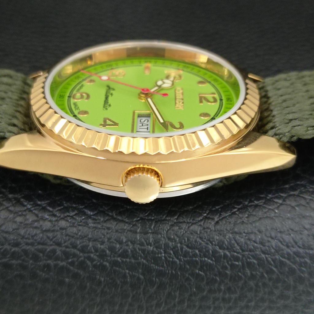 VINTAGE REFURBISHED CITIZEN AUTOMATIC 8200 JAPAN MENS GREEN DIAL WATCH a445353-1